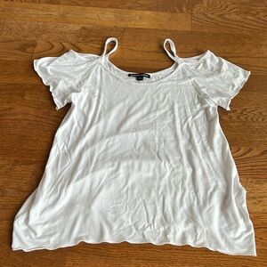 Boston Proper small cold shoulder short sleeve flowy white top